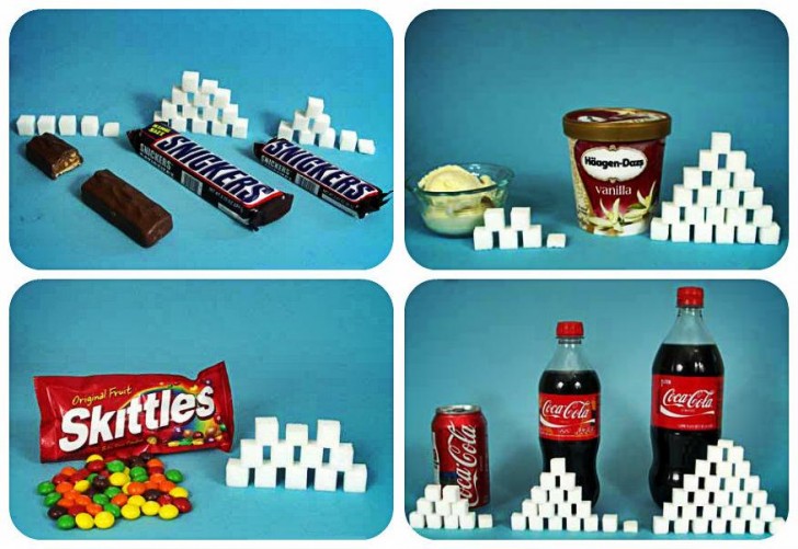 Zobrazowana ilość cukru w popularnych produktach