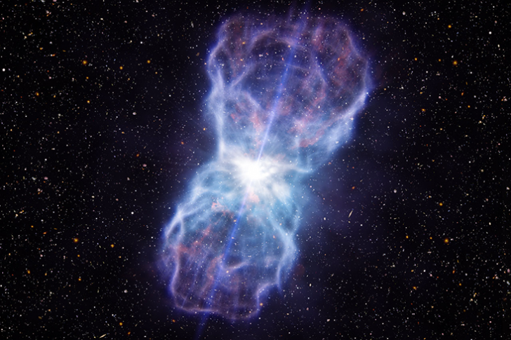 The quasar SDSS J1106+1939 has the most energetic outflows ever seen, at least five times more powerful than any that have been observed to date. Credit: ESO/L. Calçada